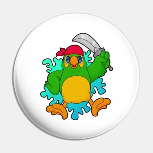 Parrot as Pirate with Sword Pin