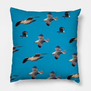 Flock of seagulls in flight art pattern Pillow