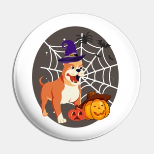 Halloween bulldog and pumpkins Pin