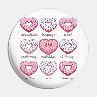 SLP Valentine Conversation Hearts Donuts Speech Therapist Pin