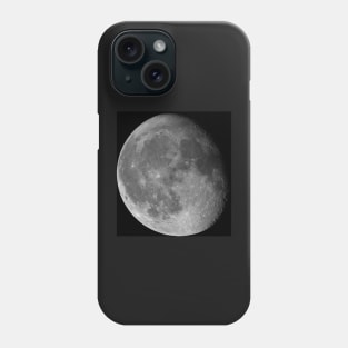 Moon Waning Gibbous 87% phase against black night sky high resolution image Phone Case