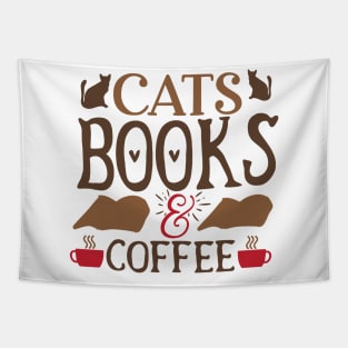 Cats Books and Coffee Tapestry