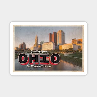 Greetings from Ohio - Vintage Travel Postcard Design Magnet