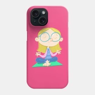 girl with glasses practices yoga Phone Case