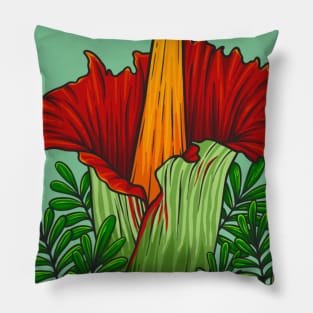 Vintage doodle illustration of Red Corpse Flower Pillow