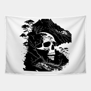 Skull in the rocks Tapestry