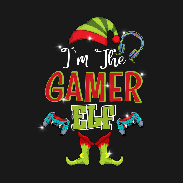 I_m The Gamer Elf Christmas Xmas Party Family Matching Kids Shirt by Kelley Clothing