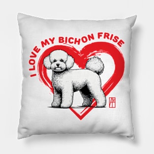 I Love My Bichon Frise - I Love my dog - Temperamental dog Pillow