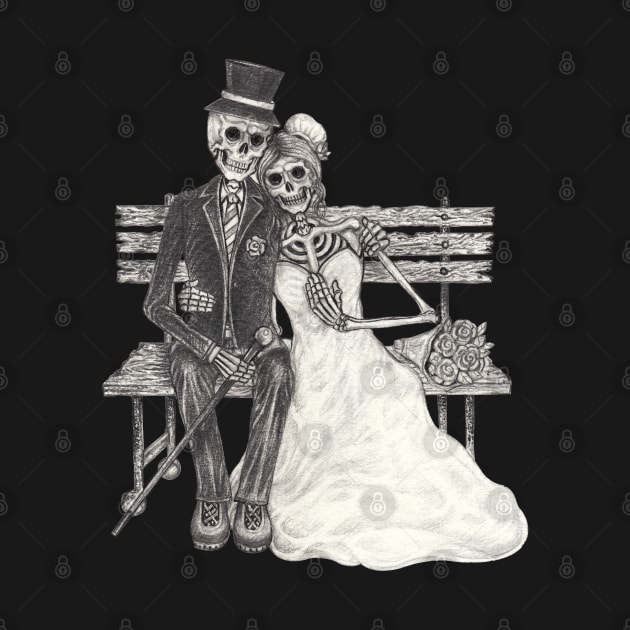 Skeletons lovers couple wedding. by Jiewsurreal