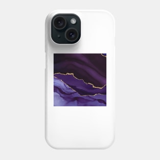 Watercolor Agate in Purple Haze Faux Gold Glitter Veins Phone Case