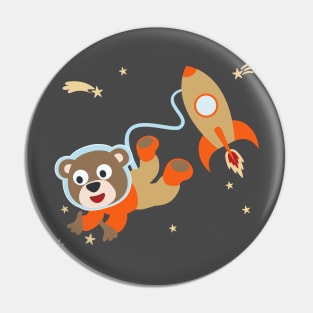 Space monkey or astronaut in a space suit with cartoon style. Pin