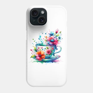 Whimsical Teacup With Flowers Phone Case