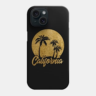 California text with Palm Trees Golden Print Phone Case
