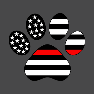 Thin Red Line Firefighter Paw Print T-Shirt