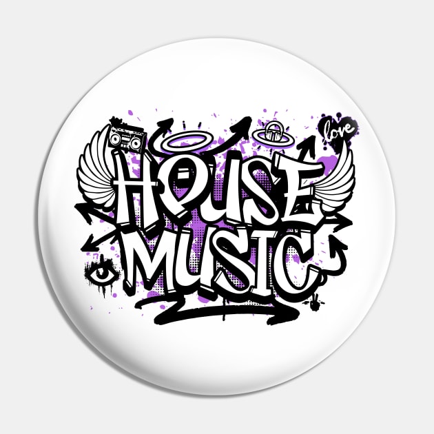 HOUSE MUSIC  - Graffiti Steez (Black/purple) Pin by DISCOTHREADZ 