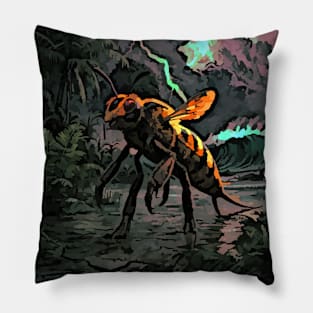 watercolor honey bee dinosaur nightmare Pillow