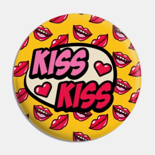 Kiss pattern in yellow background design Pin