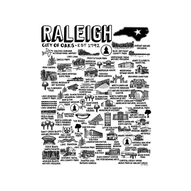 Raleigh NC Map by fiberandgloss