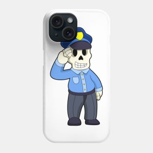 Skeleton as Police officer with Police hat Phone Case