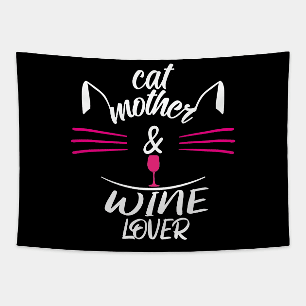 FUNNHY CAT MOTHER WINE LOVER CAT LOVER GIFT Tapestry by Vitntage