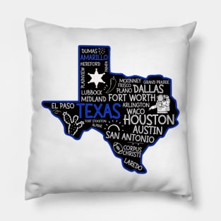 Amarillo Texas cute map Houston San Antonio Dallas Austin Fort Worth El Paso Pillow