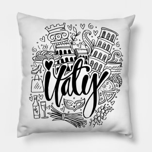 Hand Drawn Symbols Of Italy Pillow