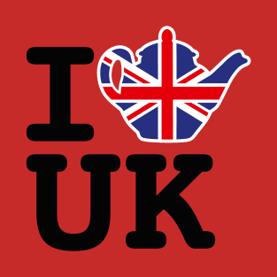 I love UK Union Jack Flag Great Britain British teapot tea T-Shirt