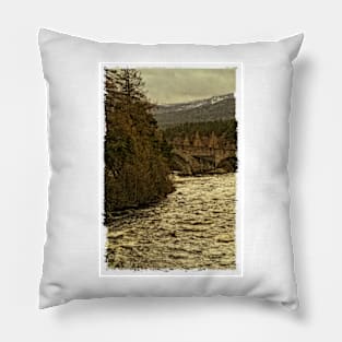 Invercauld Bridge, River Dee, Braemar, Scottish Highlands, UK Pillow