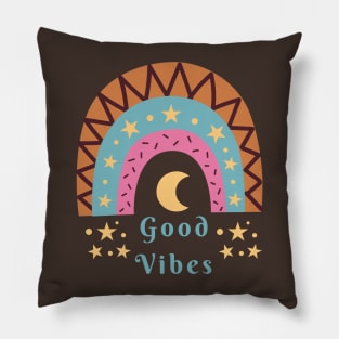 Good Vibes Rainbow Design Pillow