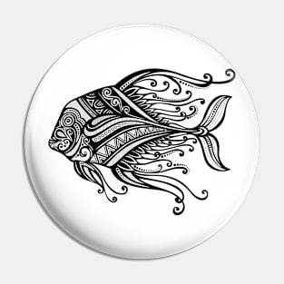 Black and White Print of Exotic Fish Pin