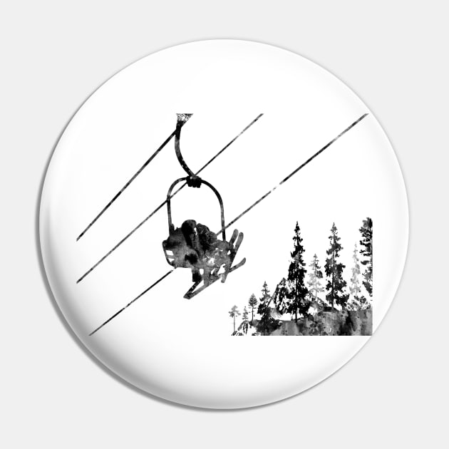 Couple ski lift Pin by RosaliArt