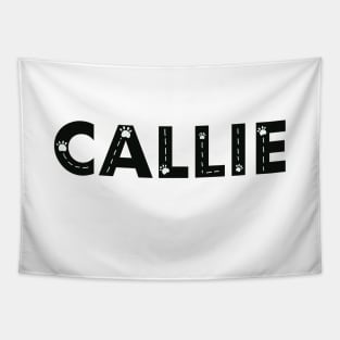 Callie cat name made of hand drawn paw prints Tapestry