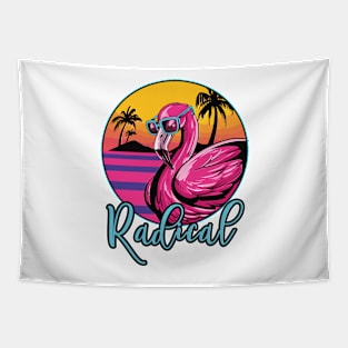 Flamingo Palm Tree Tropical Beach Retro Tapestry