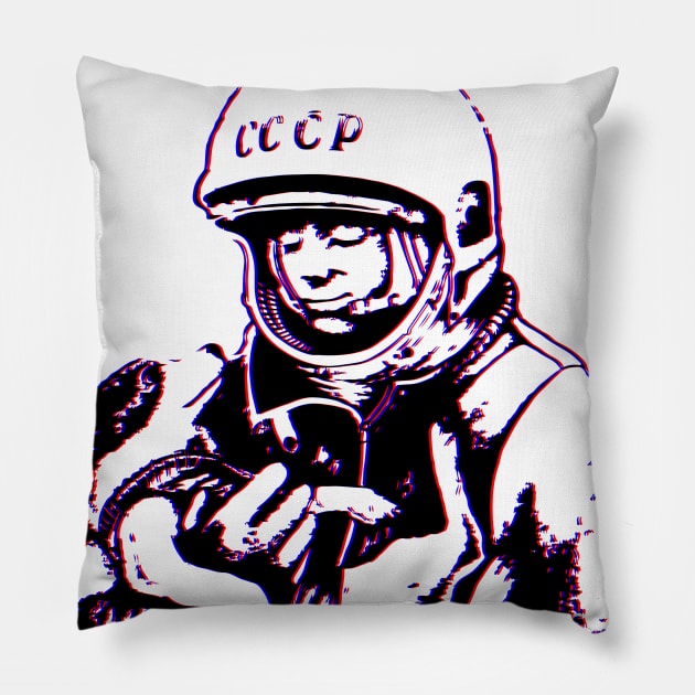 First In Space - Yuri Gagarin And Laika Space Dog Pillow by BlackRavenOath