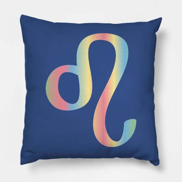 Pastel Rainbow Leo Zodiac Sign Design Pillow by Gregorous Design