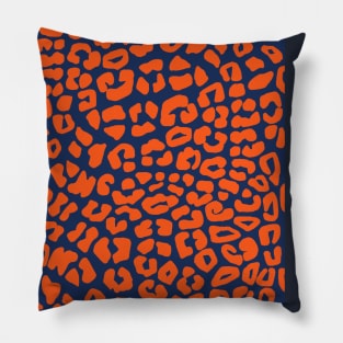 Blue and Orange Leopard Spots Print Pattern Pillow