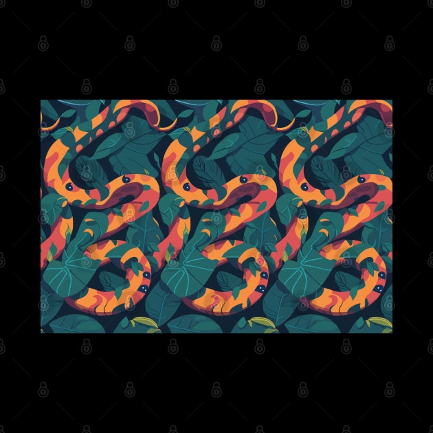 Cool Colorful Jungle Snakes Pattern by ZAZIZU