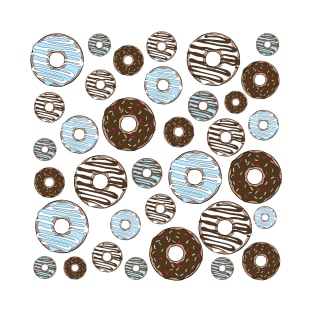 Pattern Of Donuts, Blue Donuts, Brown Donuts T-Shirt