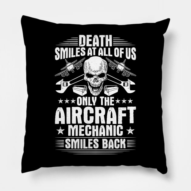 Aircraft Mechanic Aviation Maintenance Technician Pillow by Krautshirts