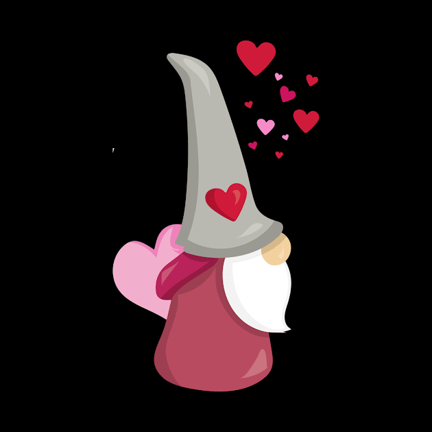 Valentine's Day Gnome, Cute Gnome, Beard, Hearts by Jelena Dunčević