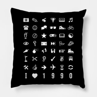 I Love 1990 B&W Pillow