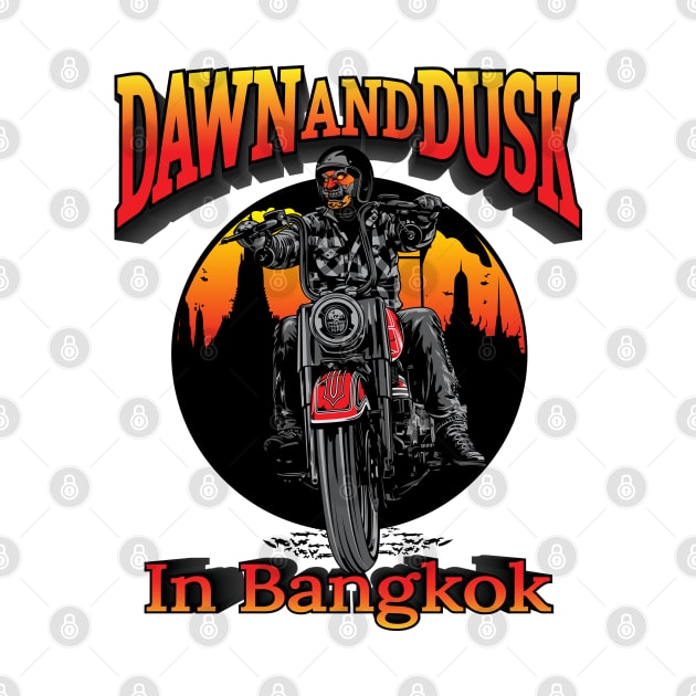 Dawn and Dusk in Bangkok,Thailand,yaksha biker illustration by Lekrock Shop