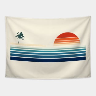 Minimalist, Geometric Retro Ocean Sunrise II Tapestry