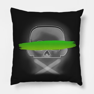 Paint Splat Skull - Green Pillow