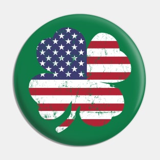 American Flag Shamrock Pin