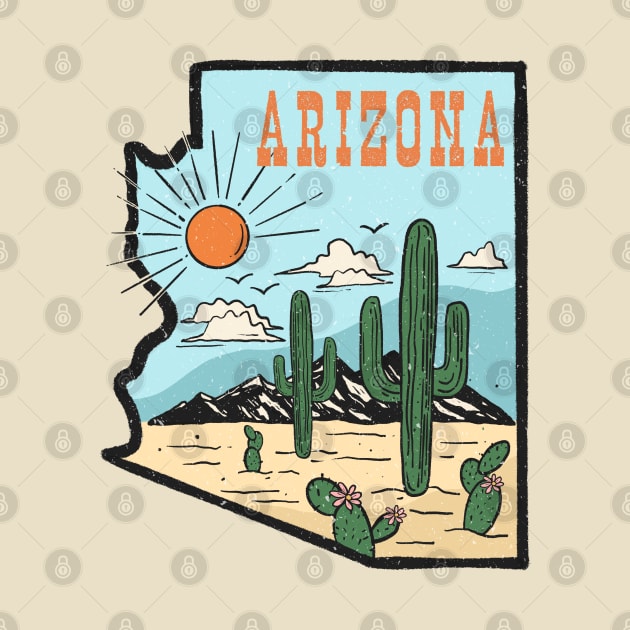 Arizona State Retro Vintage Camping Cactus by PUFFYP