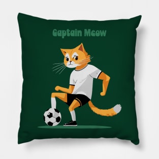 Captain meow - Cat playing football Pillow