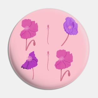 Poppy flowers in pink Pin