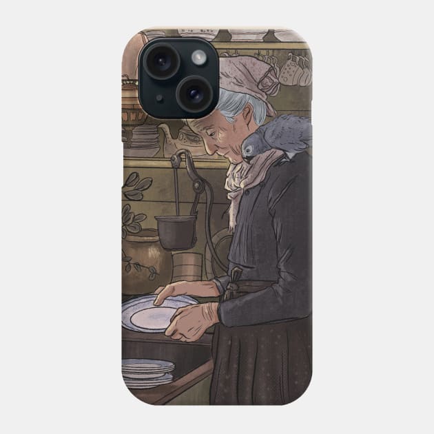 old lady washing the dishes Phone Case by YAZ_2020