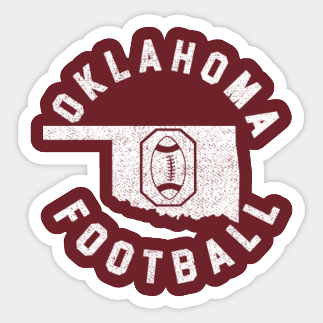 Oklahoma Vintage Football State Map Sooner Sunday Gameday - Oklahoma Sooners - Sticker